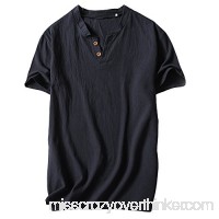 Plain T Shirt Men,Donci Cotton and Linen Casual Basic Tees Comfortable Sweat Absorbent Summer New Tops Black B07Q445FP6